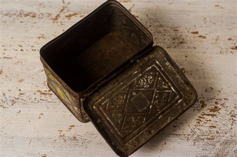 vintage metal box 12 by 12|Antique Metal Box .